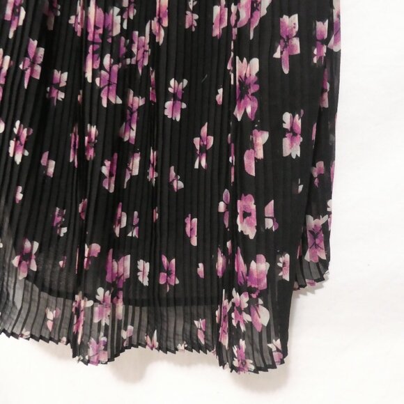 XAI | large | Strapless Fully Lined Sheer Black Floral Dress | Purple Flowers - Picture 8 of 16